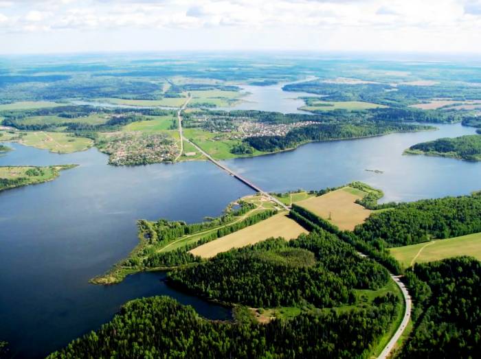 Озернинское водохранилище вид сверху