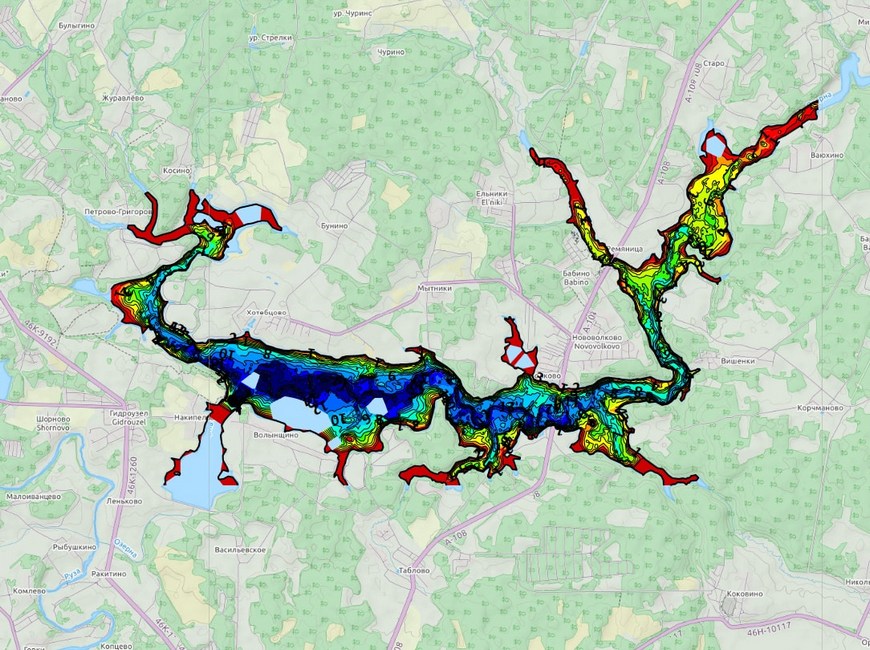 Карта глубин водохранилища