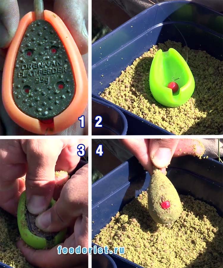 Схема закладывания прикормки в кормушку метод