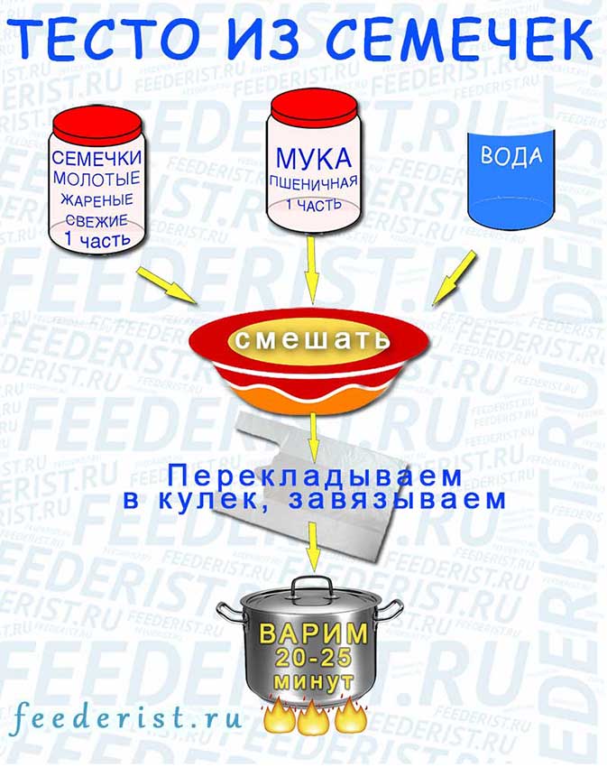 Тесто из семечек: рецепт прикормки для ловли на фидер