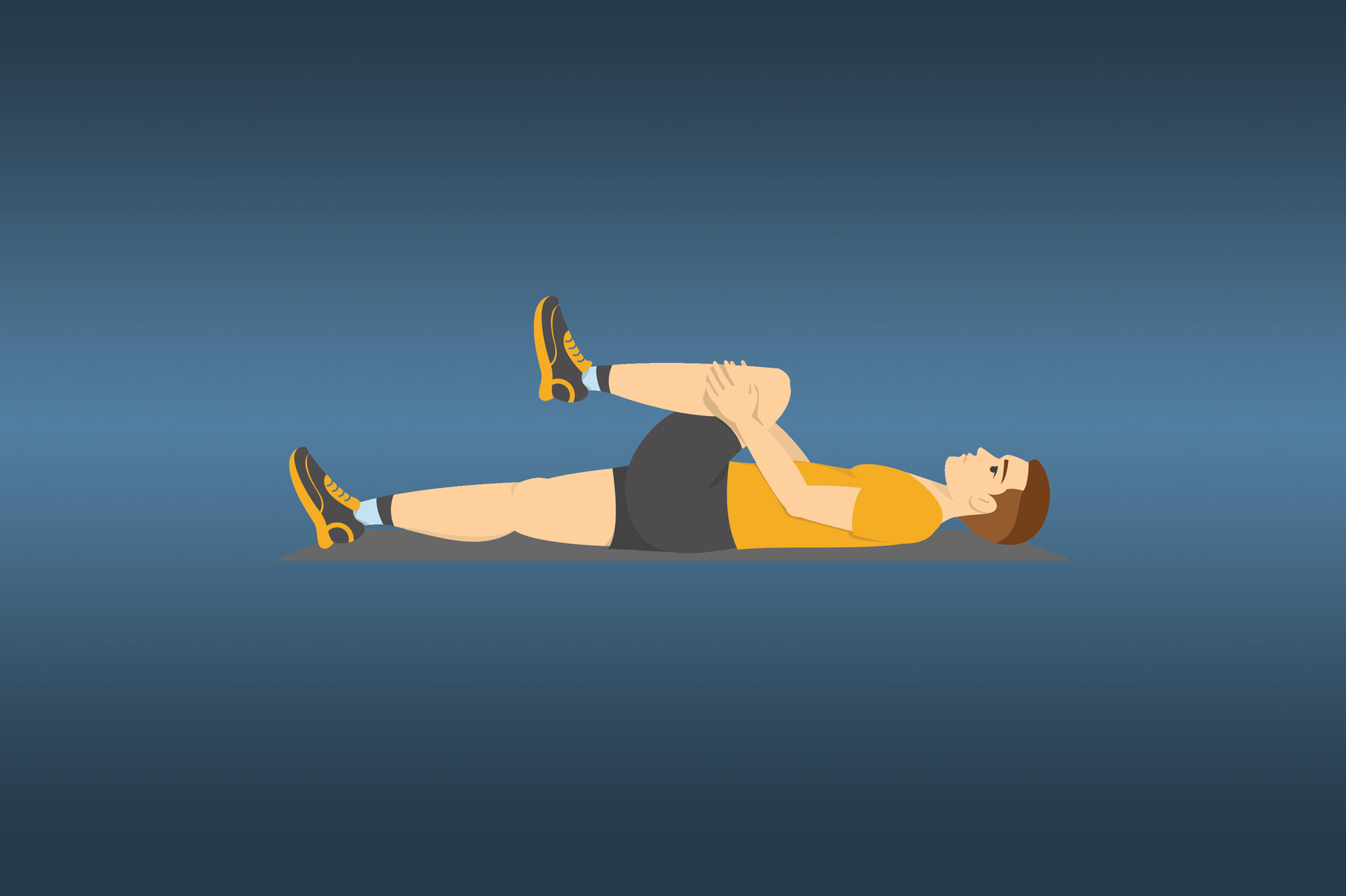 Растяните заднюю часть бедра