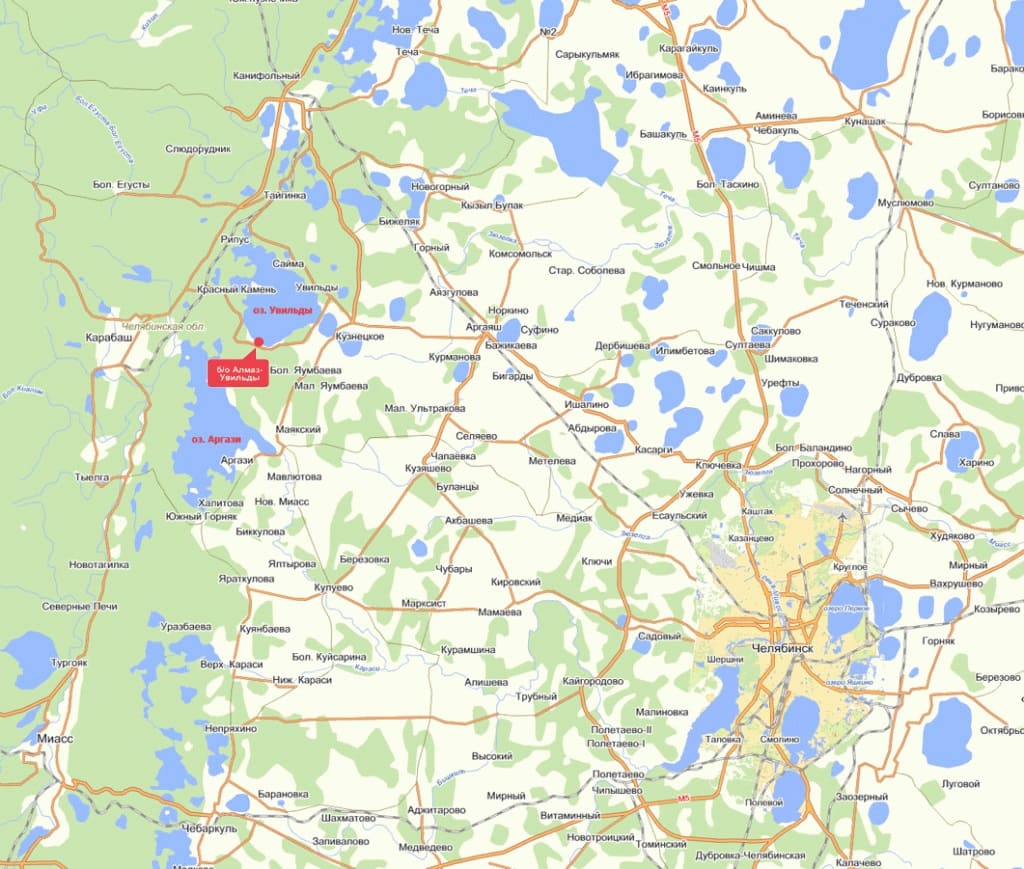 Карта озер Челябинской области, глубина, рыбалка, отдых, дороги