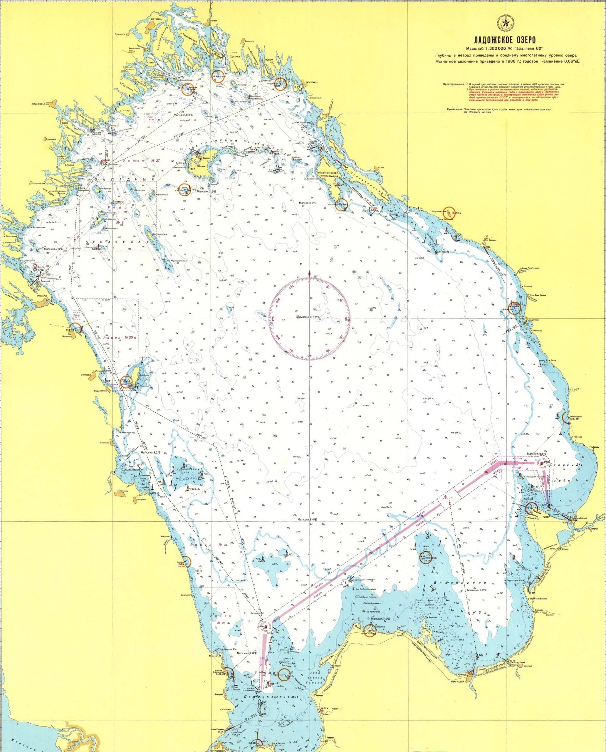 Карта глубин Ладожского озера