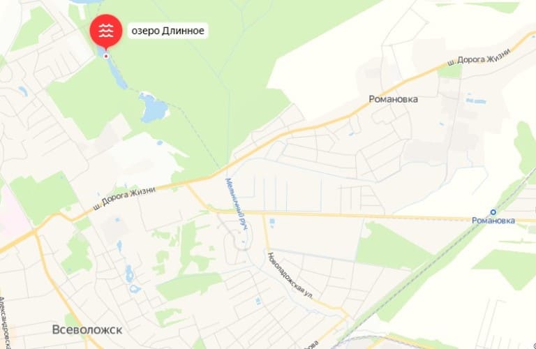 Карта озер Ленинградской области для рыбалки, купания с дорогами