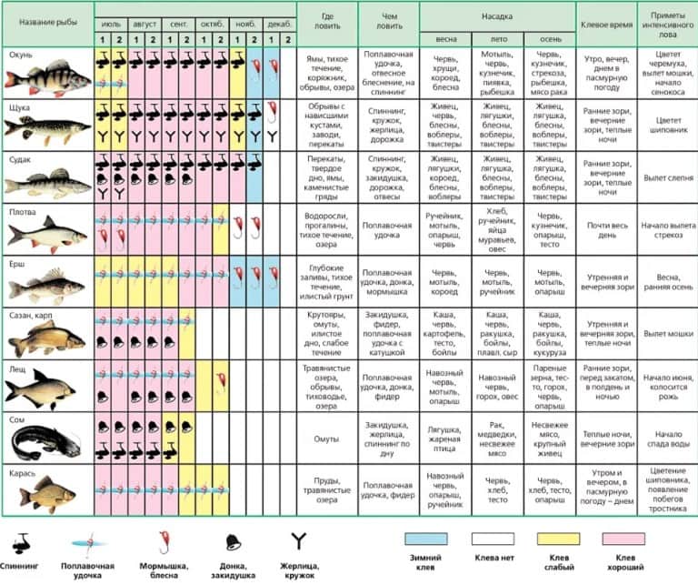 Календарь рыболова на сентябрь месяц