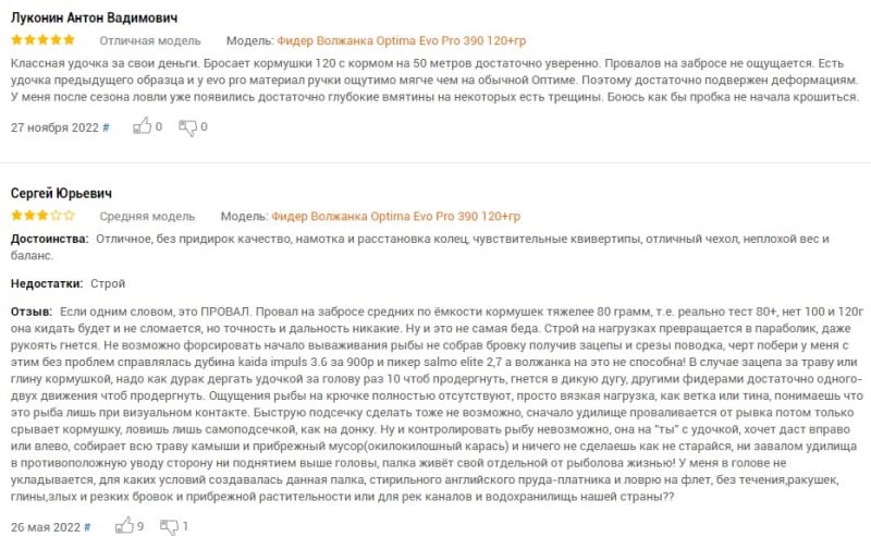 Отзывы о фидере Волжанка, Флагман, 3.9, Кайда, Концепт, Земекс