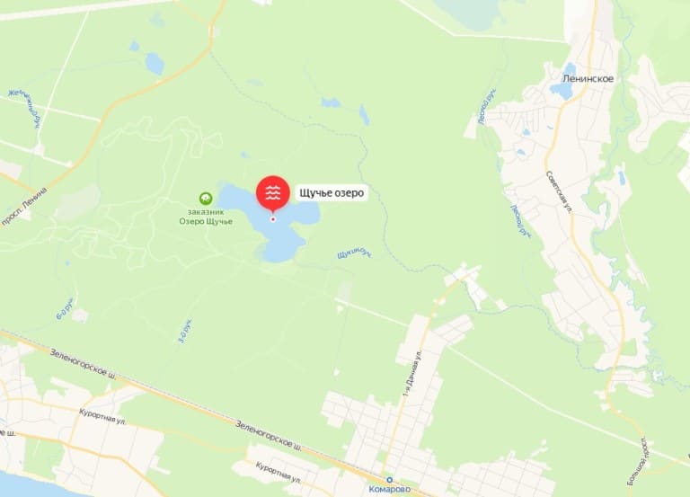 Карта озер Ленинградской области для рыбалки, купания с дорогами