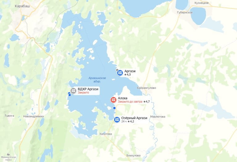 Карта озер Челябинской области, глубина, рыбалка, отдых, дороги